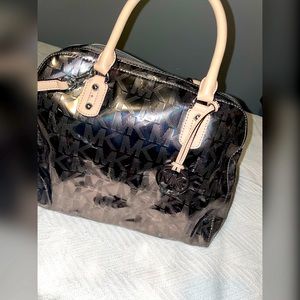 AUTHENTIC MICHAEL KORS SATCHEL METALLIC NICKEL